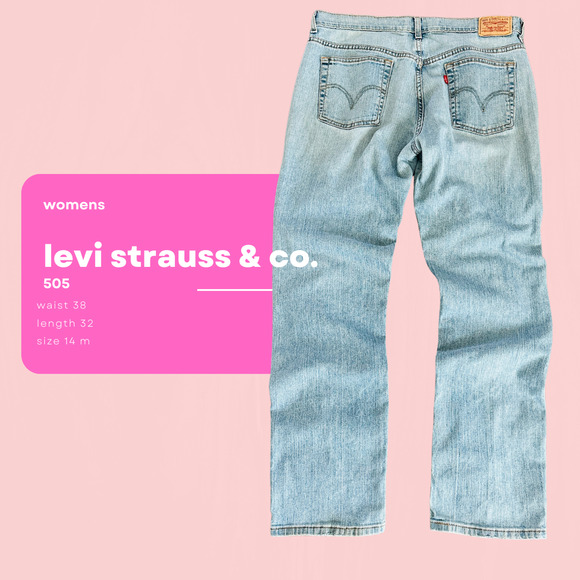 levi’s 505 straight leg jeans women’s 14m light wash y2k mom denim cozy - Picture 2 of 9